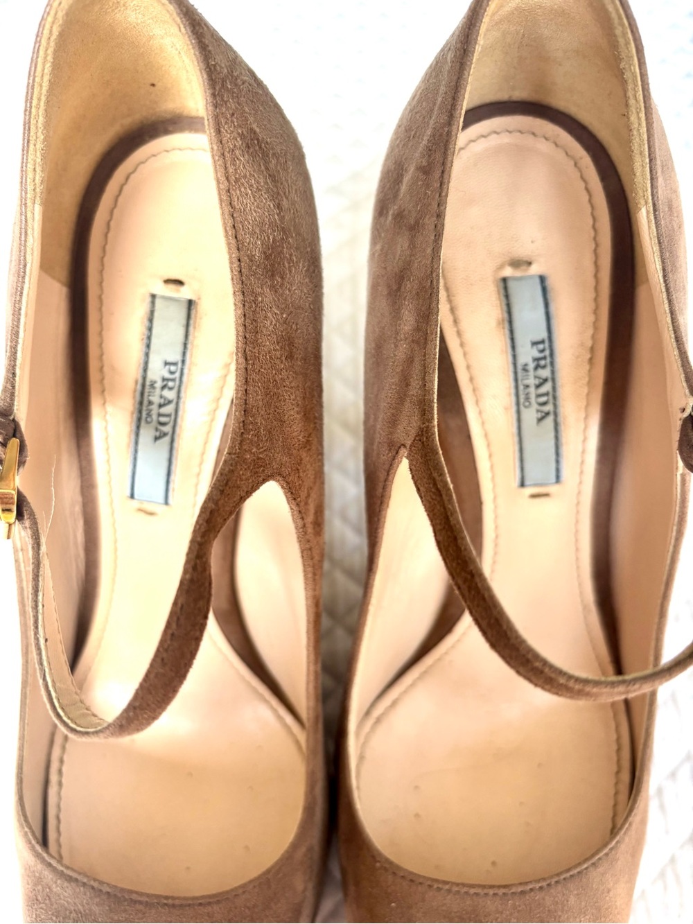 Prada Taupe Suede Mary Jane Platform shoes - Picture 8 of 10